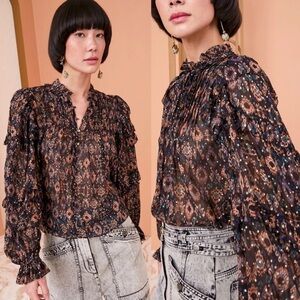 Ulla Johnson Miray Silk Blouse in Onyx NWT New with Tags Size 4